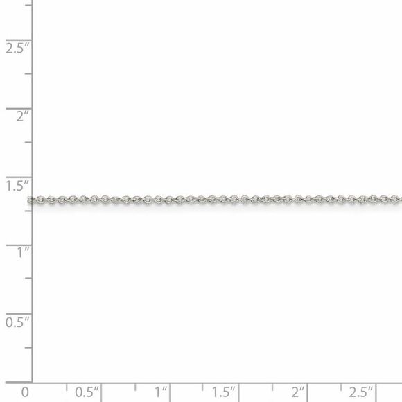 1.25mm Rhodium Plated Sterling Silver Solid Cable Chain Necklace, 20in - Picture 4 of 7